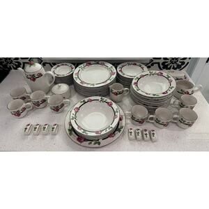 56 piece Tienshan Stoneware Set of 8 Full Set